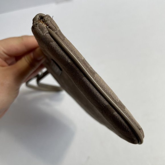 Coach Logo Canvas Wristlet 6"x4" Clutch Bag Wallet Coin Purse Taupe Brown Small - Picture 8 of 11